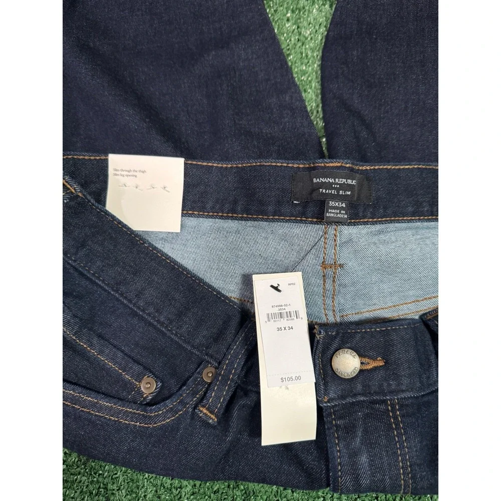 Banana Republic Travel Slim Jeans Dark Wash Men Size 35x34 NWT